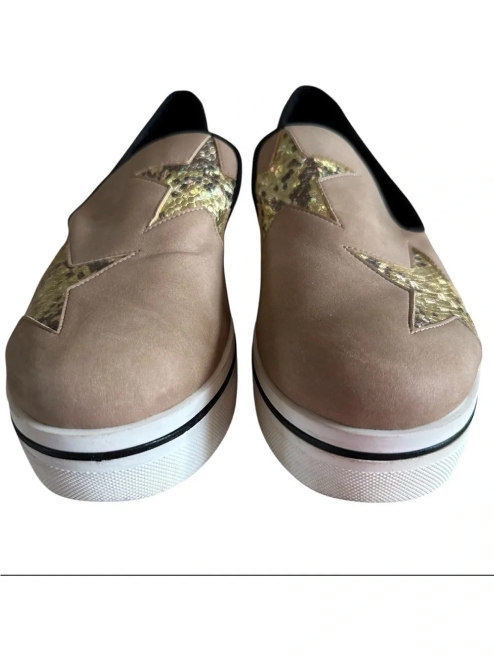 Stella McCartney Binx Glitter Star Platform Sneakers Beige Gold EU 40